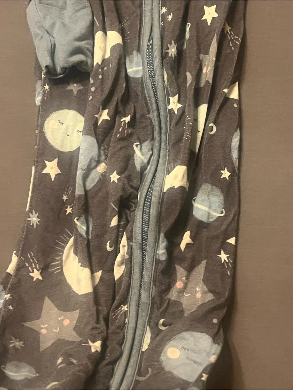 Little sleepies Moon & Stars Pajama footies - Gray/Blue